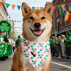 Elegant little tail St Patrick's Dog Bandana, Lucky Clover 1PC Washable Pet Scarf Female or Male Square Dog Bib Kerchief Scarf Adjustable Pet Bandanas for Medium Large Dogs