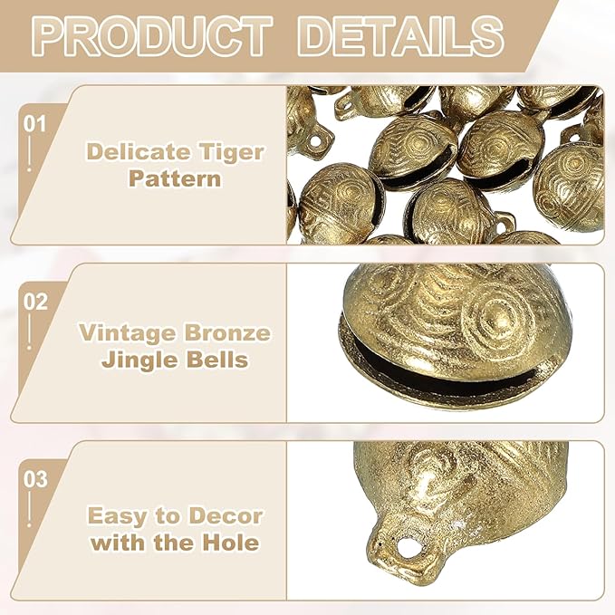 uxcell 16 Pcs Vintage Bronze Jingle Bells, 22mm Tibetan Jingle Bells for Crafts, Small Rustic Decorative Metal Bell for Dog Cat Pet Collar DIY Crafts Home Door Christmas Decor