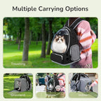 Cat Backpack Carrier for Large Cats, Expandable Cat Bubble Backpack, Dog Carriers for Small Medium Dogs, Airline Approved Pet Carrier for Travel Hiking Outdoor(Black)