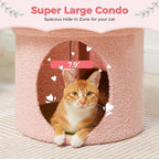 PETEPELA Cat Beds for Indoor Cats, Small Cute Cat Tree House with Removable Flower Cat Bed, Cat Hideaway, Indoor Cat House Condo, Cat Accessories, 20X20X16 Inches, Pink