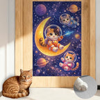 Nuxovilar Cat Scratching Mat 15.3x23.6 Inches Polyester Synthetic Fiber, Astronaut Kittens on Moon Print, wall cat Scratcher, Scratch pad, Home Decor, Kids Room, Play Area (2pcs)