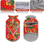 VIVAGLORY Snowrap Dog Coat, Jacket with Harness Hole, Dog Coat for Winter & Cold Weather, Fluffy Warm Fleece Lined Reflective Water Resistant for Puppy, S, Northeast Florals-Red
