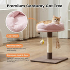 Gardner Pet 20" Cat Tree Corduroy, Solid Wood Small Cat Tree, Compact Cat Tower Perch for Kittens & Indoor Cats(Brown, Circle-Corduroy)