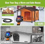 GUTINNEEN Dog House for Outdoor Use, Large Heated Dog Shelter with Durable Metal Frame for Weatherproof Dog Kennel for Winter with Insulated Liner and Heating Pad for Large Dogs(Brown