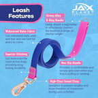 Jelly Colorful Dog Leash, Waterproof Training Leash for Walking, Hiking & Outdoor Activities, Non-Slip Grip, Anti-Odor Nylon Lead with Alloy O-Ring, Heavy Duty - M150, 5FT - Blue & Rose, M