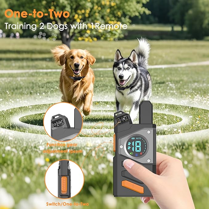2-in-1 Dog Training Collar with Remote & Automatic Bark Control, Beep Vibration & Safe Static Modes, 3300FT Range, Adjustable Sensitivity, Rechargeable, for Small Medium Large Dogs