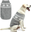 Warm Winter Pink Dog Sweater - Cold Weather Pet Clothes for Small Medium Large Dogs Indoor Outdoor, Soft Classic Knit Puppy Apparel Coat, Grey, XL