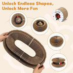 2Pcs Magic Organ Cat Scratcher Cardboard, Foldable Scratching Board, Interactive Cat Toy with Bell Ball, Corrugated Cardboard Scratch Pad for Indoor Cats, Round