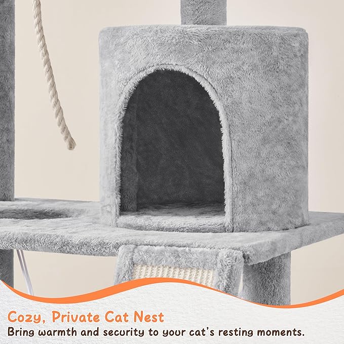 Topeakmart Cat Tower for Indoor Cats 63.5inch, Cat Furniture Condo with Scratching Posts as Kitten Activity Center
