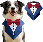 AVERYDAY Dog Tuxedo Bandana Collar for Wedding Outfit, Dog Tux Costume with Bowtie, Pet Harness with Leash Ring for Birthday Party Christmas, Formal Wear Suit and Tie for Small Medium Large Breeds