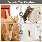 FHTONGE 39.4x15.8 Thickened Cat Wall Climbing Carpet with 16 Fixed Nails, Extra Large Tall Cat Scratch Pad for Wall, Wall Mounted Climbing Cat Scratcher for Furniture Couch Sofa Protector(MilkyWhite)