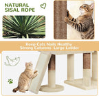 Globlazer 81" Cat Tree Tower for Large Cats, Heavy Duty Cat Tree for 6 Maine Coons & Ragdolls, Multi-Level Stable Activity Center with 3 Hammocks 7 Sisal Posts 2 Condos & Scratching Board, F81D, Beige