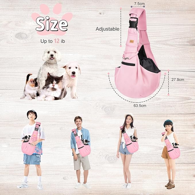 CUBY Dog and Cat Sling Carrier - Hands Free Adjustable Small Pet Sling - Soft Pouch and Tote Design - Suitable for Puppy, Small Dogs Cats Outdoor