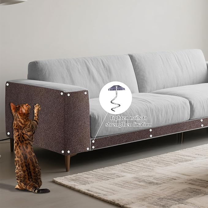 2 Pack Cat Scratch Furniture Protector Trimmable DIY Climbing Scratching for Indoor Couch Protector from Cat Claws, Walls and Tower Replacement (Brown, 15.7’‘ x 78.7'')