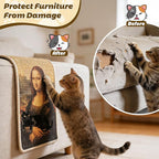 Mona Lisa Sisal Black Cat Scratcher Pad for Indoor - Wall Mounted 24x16 Inch Scratching Mat with Adhesive Hook Loop Tape Protect Couch Carpet Durable Cat Wall Scratcher for Furniture Protect