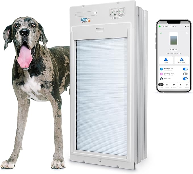 Power Pet Roll Up Automatic Electronic WiFi Pet Door by High Tech Pet - Space-Saving, Pet Operated Dog Door, App Control, Safe, Secure, Air Tight (Wall Mount, Exrtra Large)