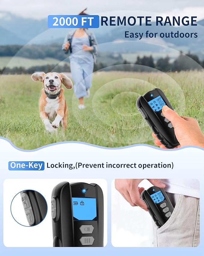 Dog Training Collar with Remote - Waterproof Shock Collar for Dogs Adjustable Levels (1-99) Beep Vibration Shock Flashlight Rechargeable Dog E Collar for Training Small Medium and Large Dogs