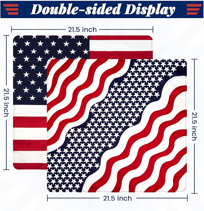 GOLD HONEY 2PCS American Flag Dog Bandanas Reversible in Box, Patriotic Dog Scarves for Large Dogs, 4th of July Memorial Day Pet Scarf, USA Flag Bandana Pet Accessories