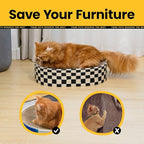 Cat Scratcher Bed,2 in 1 Oval Cat Scratching Board for Indoor,Scratch Pad Corrugated Cardboard Lounge Bowl Nest Couch Sofas for Kitty Play&Rest,Holiday Birthday Gift with Kittens Toy Fish