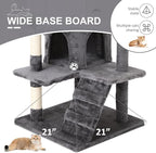 70" Multi-Level Cat Tree Tower with Scratching Posts, Toys & Condo - Space-Saving Design for Indoor Kittens, Compact Floor Footprint & Vertical Space for Multi-Cat Homes-Ashy