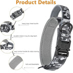 HYDEME Tactical Dog Collar, Alpine Loop Adjustable Military Training Nylon Dog Collars with Handle and Reflective for Small Medium Large Dogs, with Airtags Protective Case & Patches.(XL,Camo)