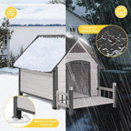 Dog House Outdoor Waterproof Dog Kennel for Small to Medium Size Dogs Doghouse Puppy Shelter with Elevated Floor for Winter (White-A, Medium)
