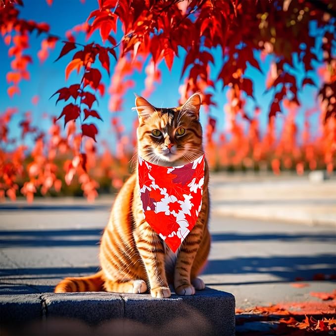 10PCS Dog Bandanas Fall for Small XS Breed Dog Pumpin Harvest Leaves Forest Autumn Pattern Kerchief Triangle Bibs Head Scarves Boys and Girls Grooming Accessories Costume