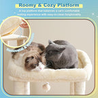 Hey-brother Cat Tree Tower, Scratching Posts with Big Platform, 2 Condos, Spacious Hammock, Cozy Basket, Sisal Board for Indoor Large Adults, 50 Inches Progressive Climbing House, Beige MPJ071M