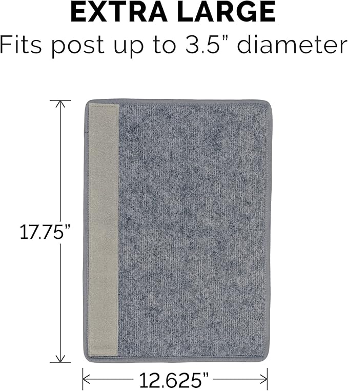 Furhaven Wrap Around Scratching Post Cover for Indoor Cats, Fits Posts Up to 3.5" Diameter, Durable & Less Mess - Tiger Tough Carpet Scratch Mat - Gray, Extra Large/XL