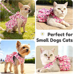 BAEJMJK Dog Dress Bowknot Harness Leash Set for Small Dogs Cats Daisy Floral Girl Dog Dresses Cute Puppy Princess Clothes Pet Doggy Outfits Spring Summer Breathable Dresses(Pink,X-Small)