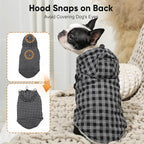Fleece Lining Dog Hoodie for Medium Dogs Extra Warm Plaid Sweater with Drawstring Hooded Coats in Winter Doggie Jacket,Black L