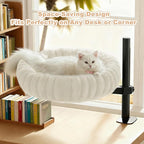 Dogpals 360° Rotating Cat Bed for Desk, Height Adjustable Cat Perch with Semi-Enclosed Design & Removable Cushion, No-Drill Clamp fits up to 1.18" Desk, Supports 9lbs for Office, Gaming Table