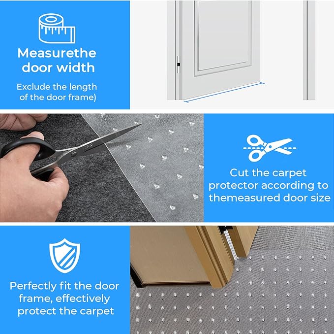 Carpet Protector for cat Dog Anti Scratch Under Door Cat Scratch Protector Mat from Scratching Easy to Cut Non Slip Plastic Carpet Scratch Stopper Cat Scratch Guard Carpet 3.6FT(Clear, 1pcs)