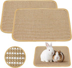 Rabbit Scratching Pad, Sisal Scratching Pad for Bunny, Guinea Pig, Cat. Resting Mats for Cages, Forage Grass Mat Indoor Essentials Accessories (2PCS)