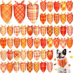Abbylike 50 Pcs Orange Plaid Dog Bandanas Bulk Check Pattern Bandanas for Dogs Triangle Kerchief Bib Scarf Set for Pet Party Costume Photo Props Accessories Pet Shops, 25 Styles(31.5 x 21.7 x 21.7)