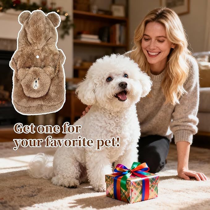 Cute Dog Coats for Small Dogs Clothes for 10 to13lbs - Hoodie Dog Jackets for Small Dogs Warm Small Dogs Coats Back Length 13-14" Suitable for Cold Weather