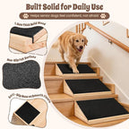 3-Pack Stair Ramp for Senior Dogs, Low-Angle Pet Mobility Aid with Extra Wide Non-Slip Surface, Solid Wood Indoor Step Ramps for Small & Medium Pets