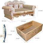 Cat Scratcher Bed, 23 Inch Kitty Couch and 17.3 Inch Scratch Box with Pad, Modern Large Kitten Lounger for Indoor Cats,Unique Cute Corrugated Cardboard Cat Sofa Scratcher,