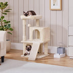 Yaheetech Cat Tree for Indoor Pets, 36in Tower Condo w/Extra Large Perch, Scratching Posts, Board, Dangling Ball, Play Structure for Kittens & Adult Cats, Beige