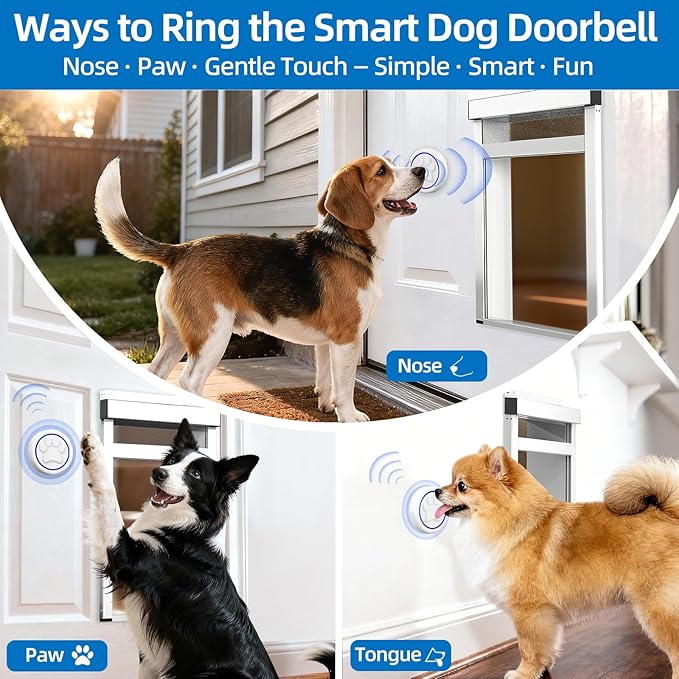 Dog Doorbell Wireless – Dog Bell to Go Outside, Touch-Activated Doggy Door Bell for Easy Training, Long Range, Indoor Outdoor