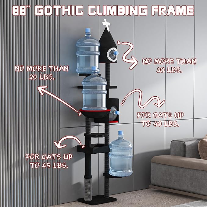 NUNU LAB 88'' H Tall Gothic Cat Tree, Cat Condo, Cat Tower