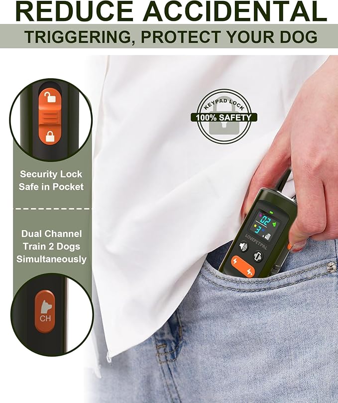 Dog Training Collar with Remote Control, 3500FT Dog Shock Collar for Small Medium Large Dogs, IPX7 Waterproof, 4 Training Modes