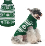 KOOLTAIL Cable Knit Dog Sweater Turtleneck, Cold Weather Pullover Classic Knitwear, Snowflake Pattern Thick Warm Winter Pet Clothes, Dog Christmas Sweater for Small Medium Large Dogs Cats,Green SM