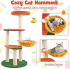 Tangkula Fruit Cat Tree, Multi-Level Cute Cat Tower with Sisal Scratching Posts, Padded Top Perch, Rotatable Basket, Apple & Carrot Shaped Platform, Chic Vegetable Cat Tree for Indoor Cats
