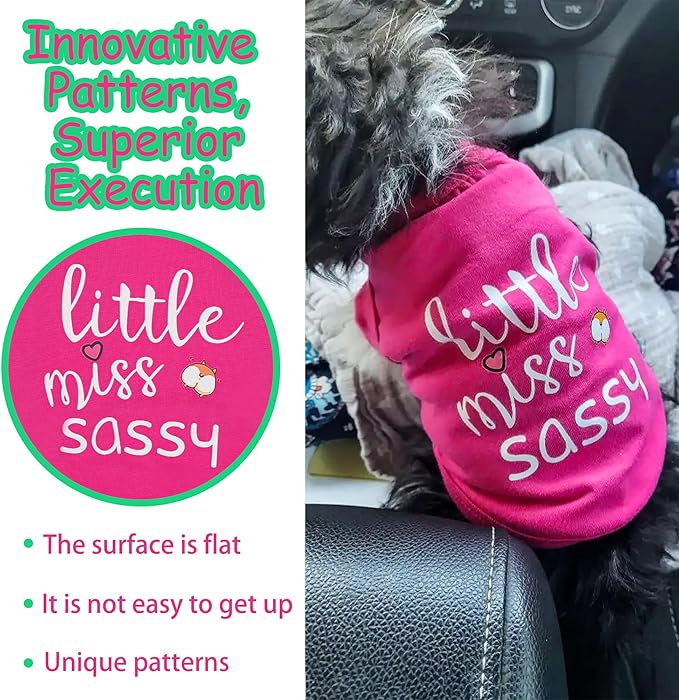 Paiaite Dog Clothes Fashionable Sleeveless Pet Vest: 'Little Miss Sassy' Printed Cotton Dog Shirt, Ideal for Small, Medium, and Large Breeds, Ensuring Comfort and Breathability Orange Pink XXS