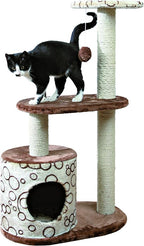 TRIXIE Casta Cat Tree with Condo | 2 Platforms | Dangling Cat Toy, Brown, 21.5 x 13.75 x 37.25 in.