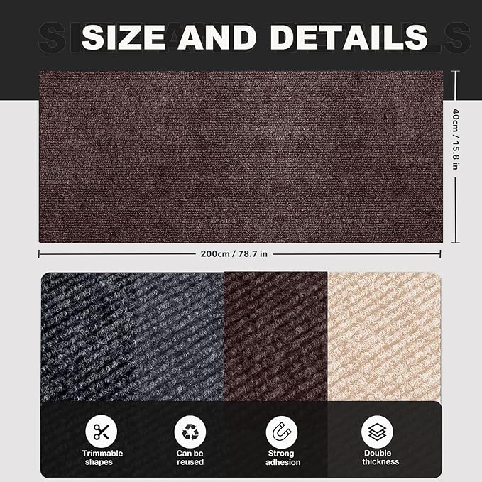 78.7"X15.8" Self-Adhesive Cat Scratching Mat - Durable Couch Protector from Cat Claws, DIY Furniture Protector from Cats Scratching, Sticky cat Scratch wall mat- No Residue, Safe for Cats (Brown)