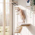 Cat Wall Climbing Shelf, 2 pcs Cat Wall Climber, 4 Step Climbing Stairs, Wall-Mounted Ladder with Sisal Scratching Rope, Perfect Wall Furniture for Perching (CatStairs2P4Steps)