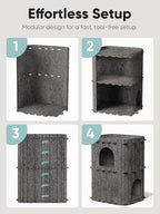 FUKUMARU Cat House for Indoor Cats, 23.62 Inch Large Cat Bed Cave Condo, 2-Storey Cozy Felt Covered Cats Tunnel Kitten Hideaway for Multicats, Scratch Resistant, Dark Grey