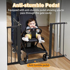 Mumeasy 29.6-46" Baby Gate for Stairs, Pressure Mounted Dog Gate for Doorways, Auto Close Pet Gate for Indoor Use, Extra Wide Child Gate with Walk Thru Door Black, Mom's Choice Awards Winner